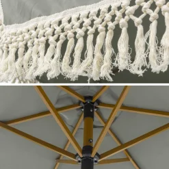 Parasol met franjes 2m staal