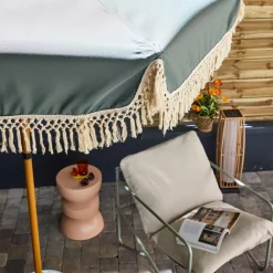 Parasol met franjes 2m staal