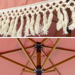 Parasol met franjes 2m staal