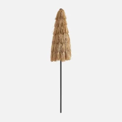 Parasol van staal met hout- en strolook