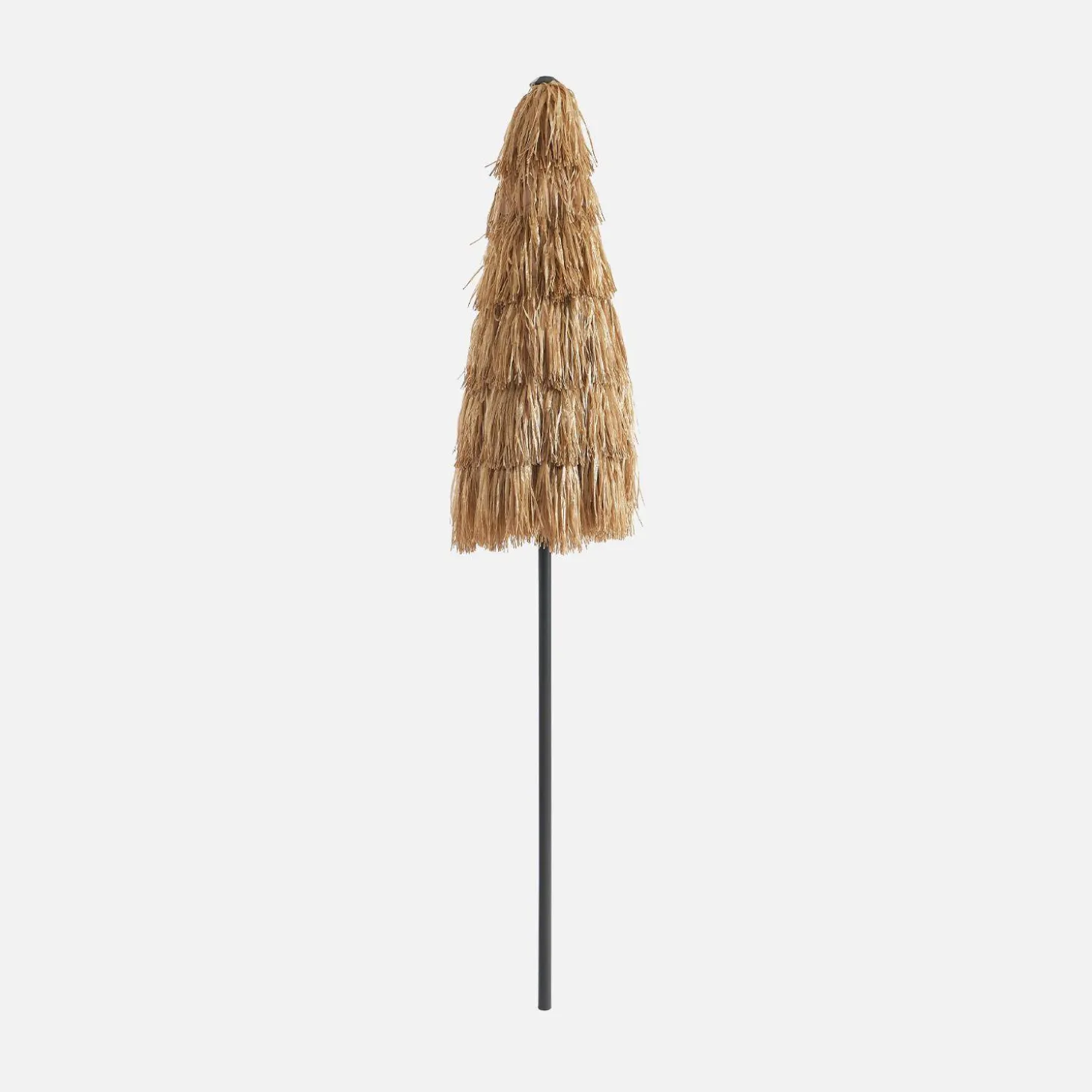 Parasol van staal met hout- en strolook