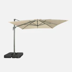 Parasol 4x3m vrijhangend + ballasttegels 50x50cm