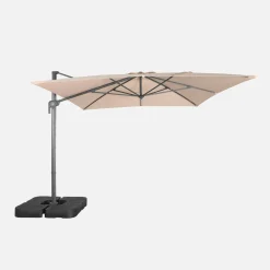Parasol 4x3m vrijhangend + ballasttegels 50x50cm