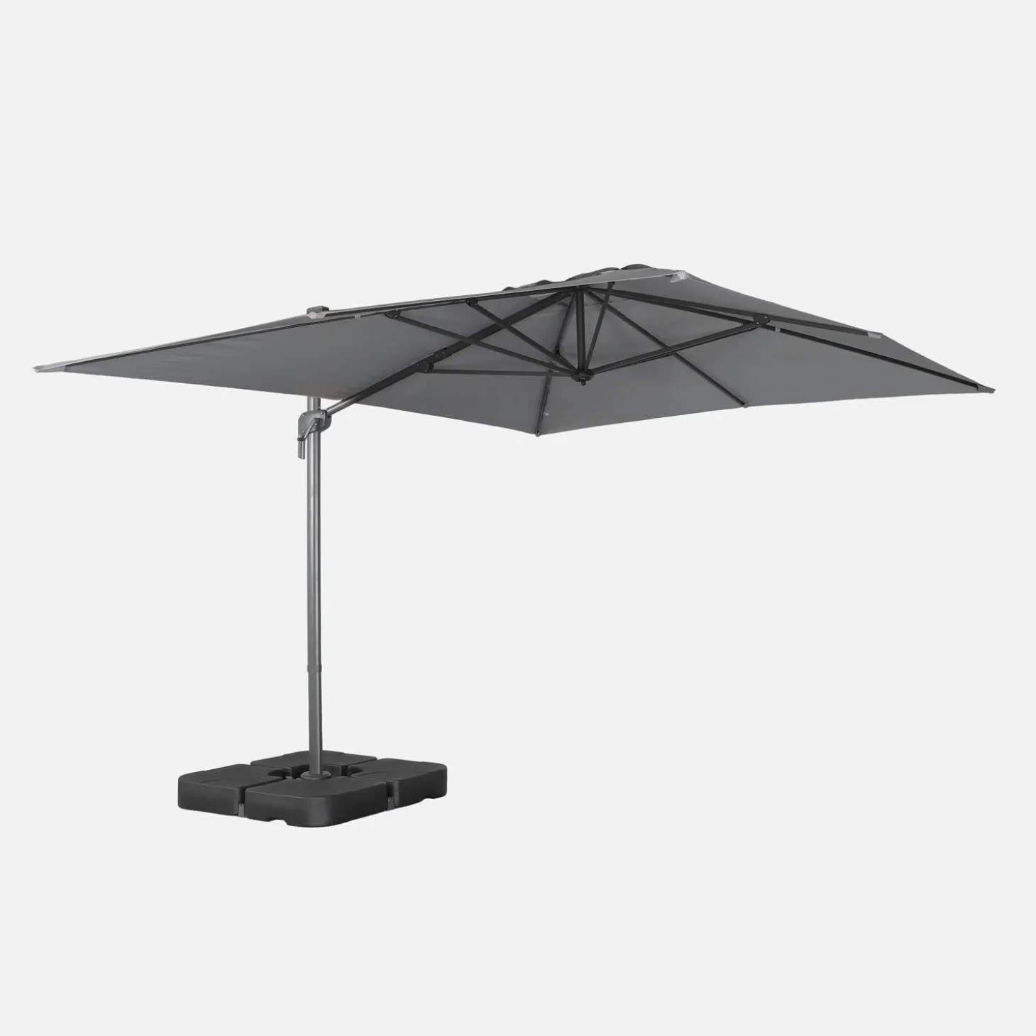 Parasol 4x3m vrijhangend + ballasttegels 50x50cm