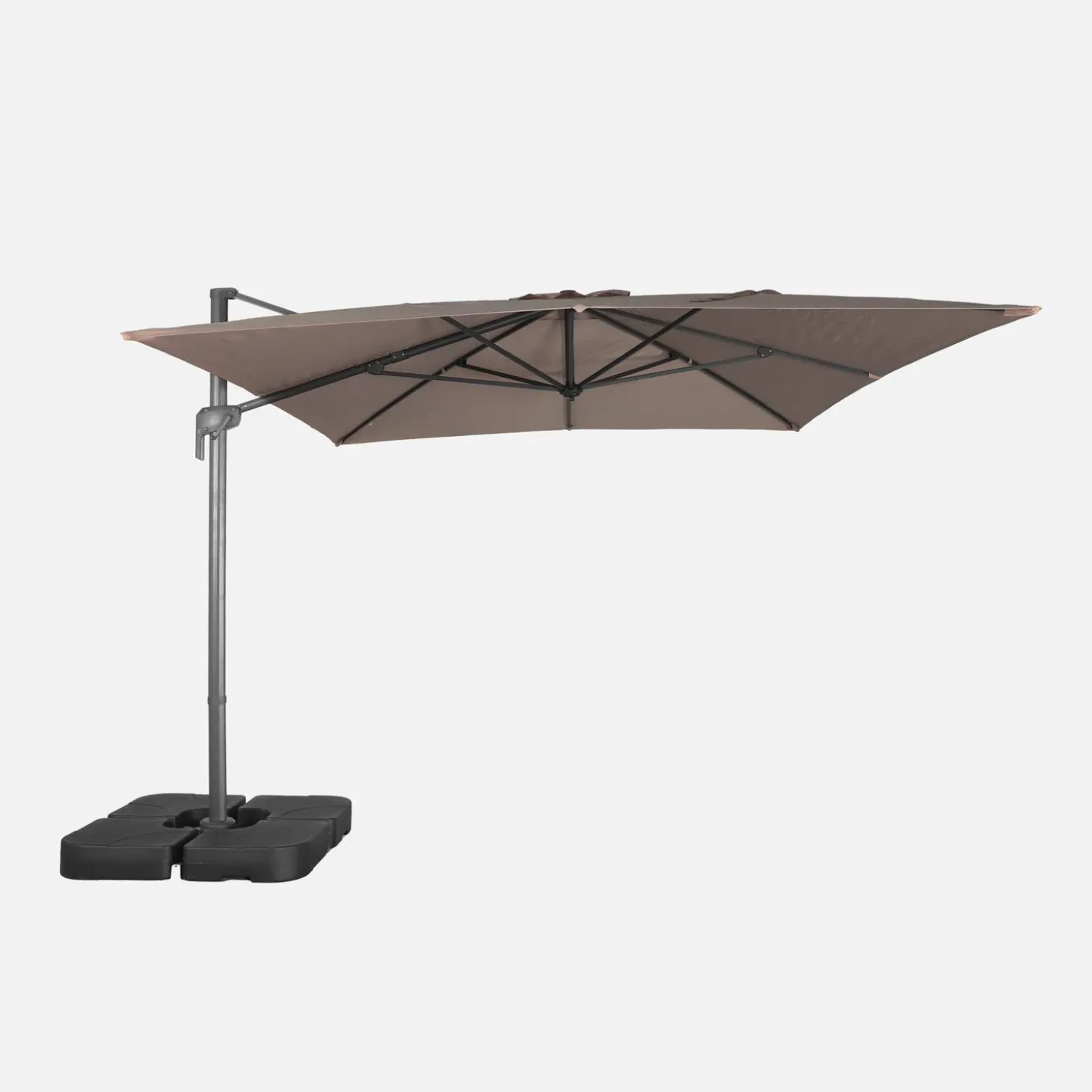 Parasol 4x3m vrijhangend + ballasttegels 50x50cm