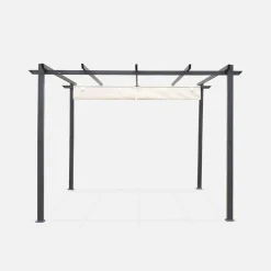 Pergola, aluminium, 3x3m, met uitschuifbaar zonnescherm