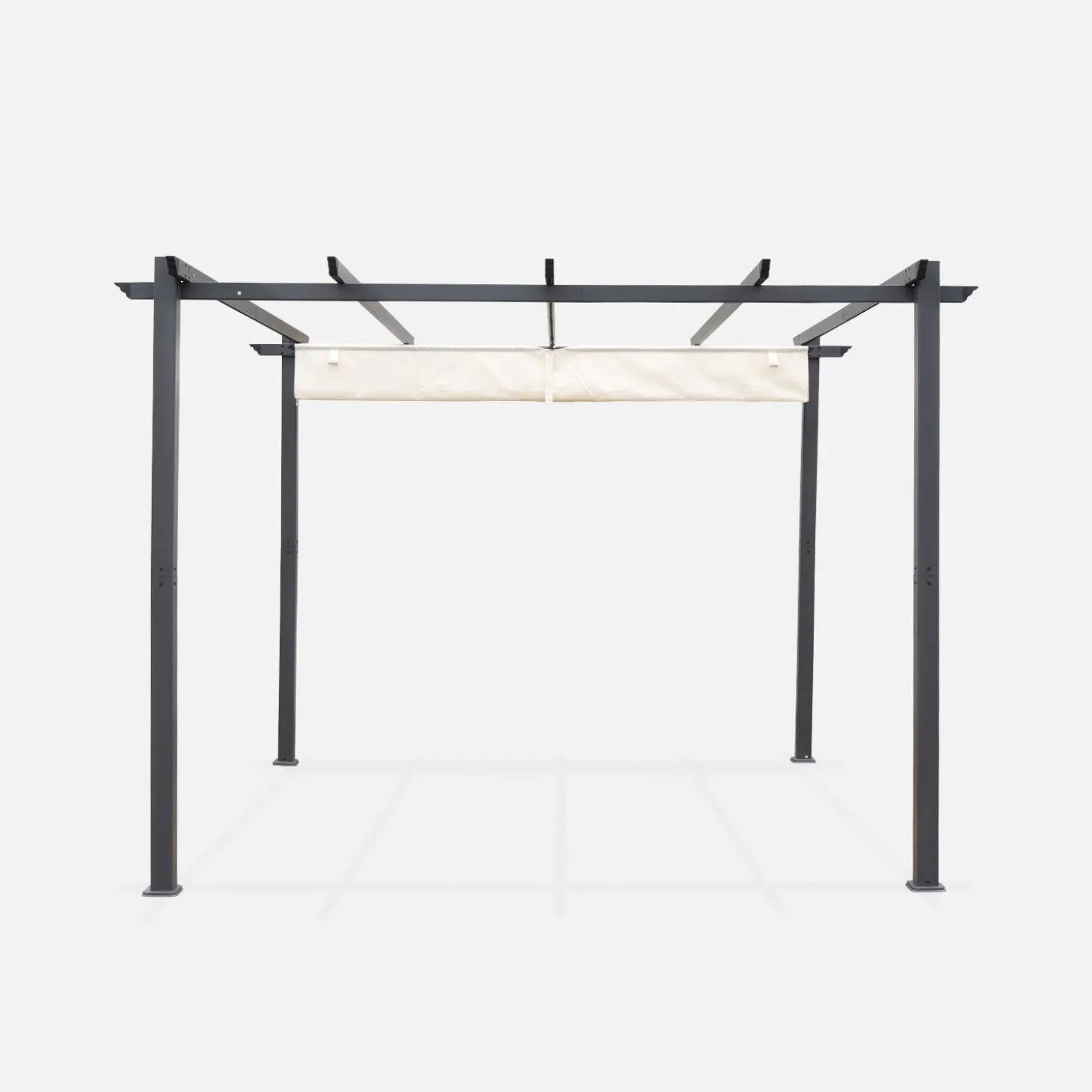 Pergola, aluminium, 3x3m, met uitschuifbaar zonnescherm