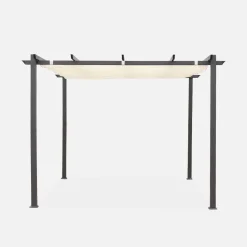 Pergola, aluminium, 3x3m, met uitschuifbaar zonnescherm