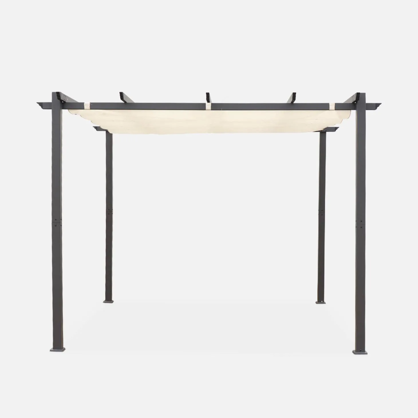 Pergola, aluminium, 3x3m, met uitschuifbaar zonnescherm