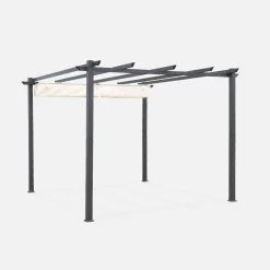 Pergola, aluminium, 3x3m, met uitschuifbaar zonnescherm