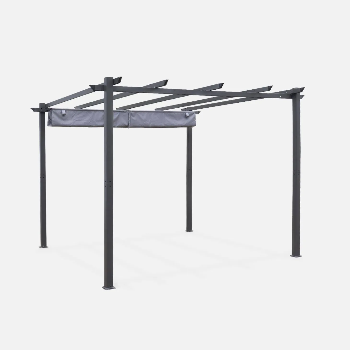 Pergola, aluminium, 3x3m, met uitschuifbaar zonnescherm