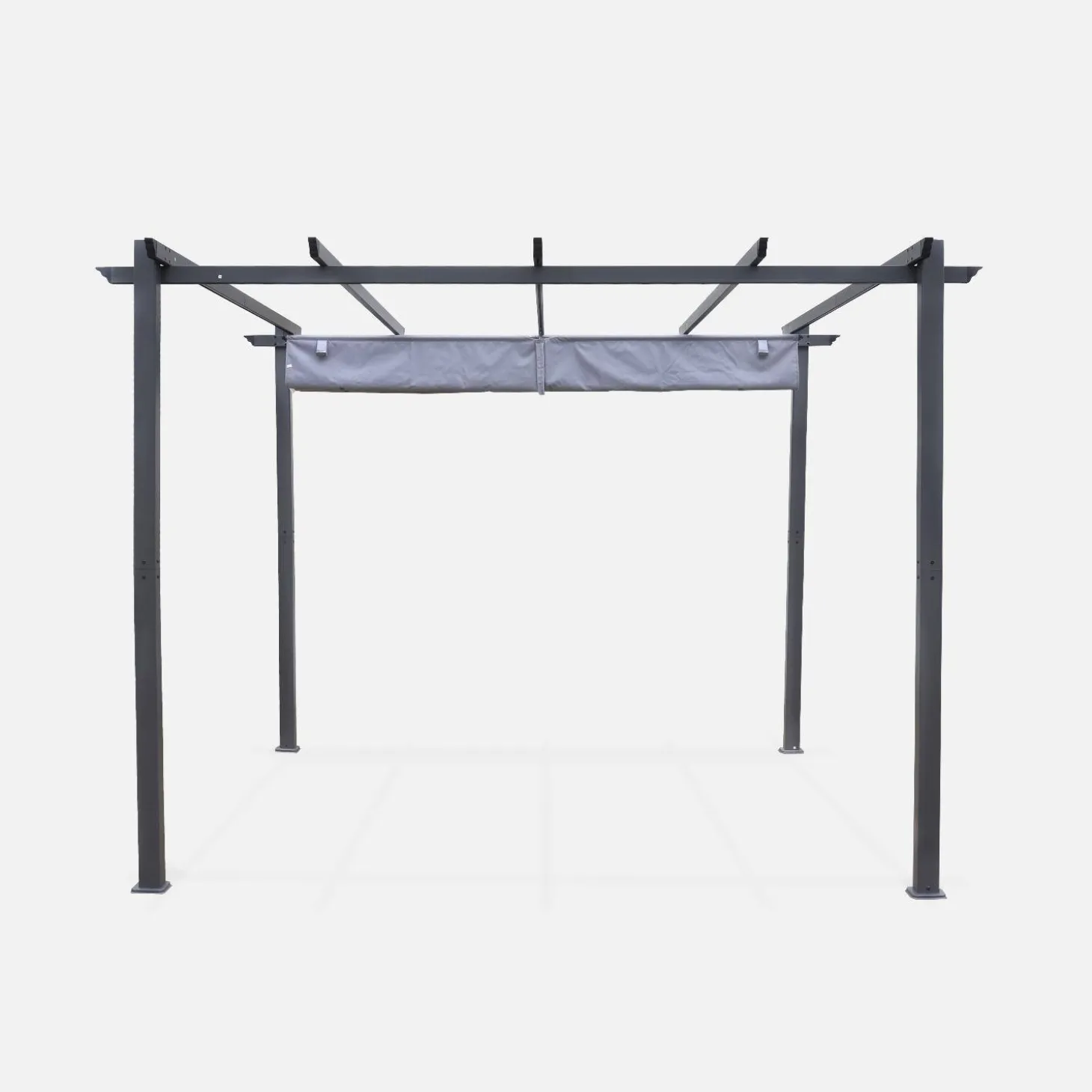 Pergola, aluminium, 3x3m, met uitschuifbaar zonnescherm