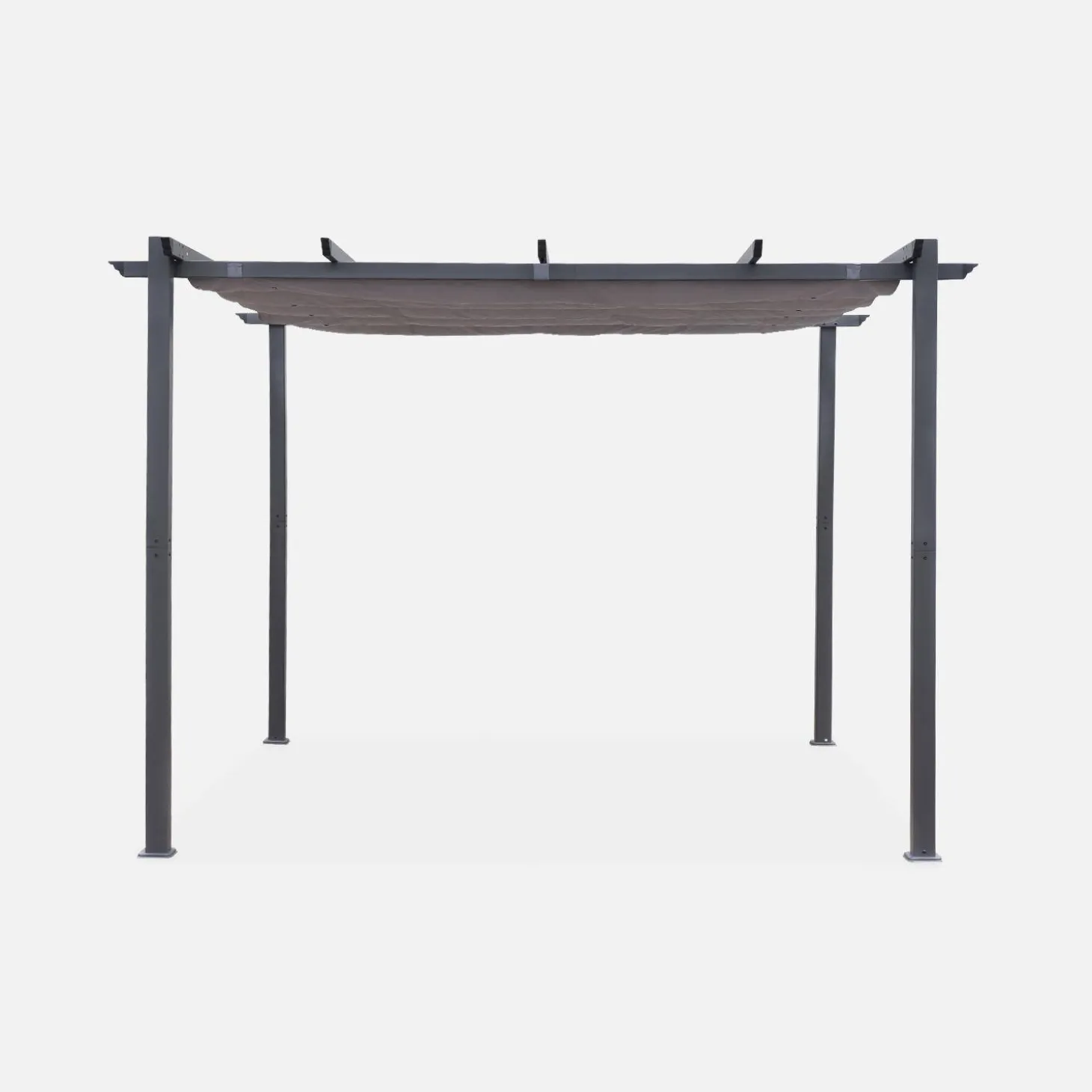 Pergola, aluminium, 3x3m, met uitschuifbaar zonnescherm