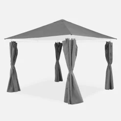 Pergola dakbedekking en gordijnen, 3x3m