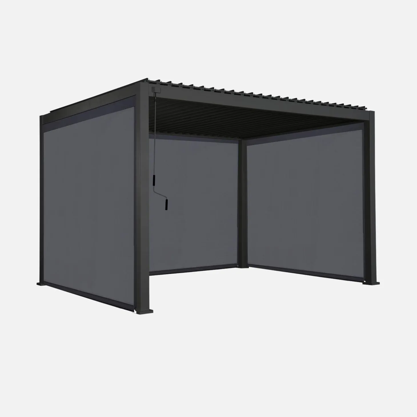 Pergola met lamellendak 4x3m met 2 zonneschermen 3m en 1 zonnescherm 4m