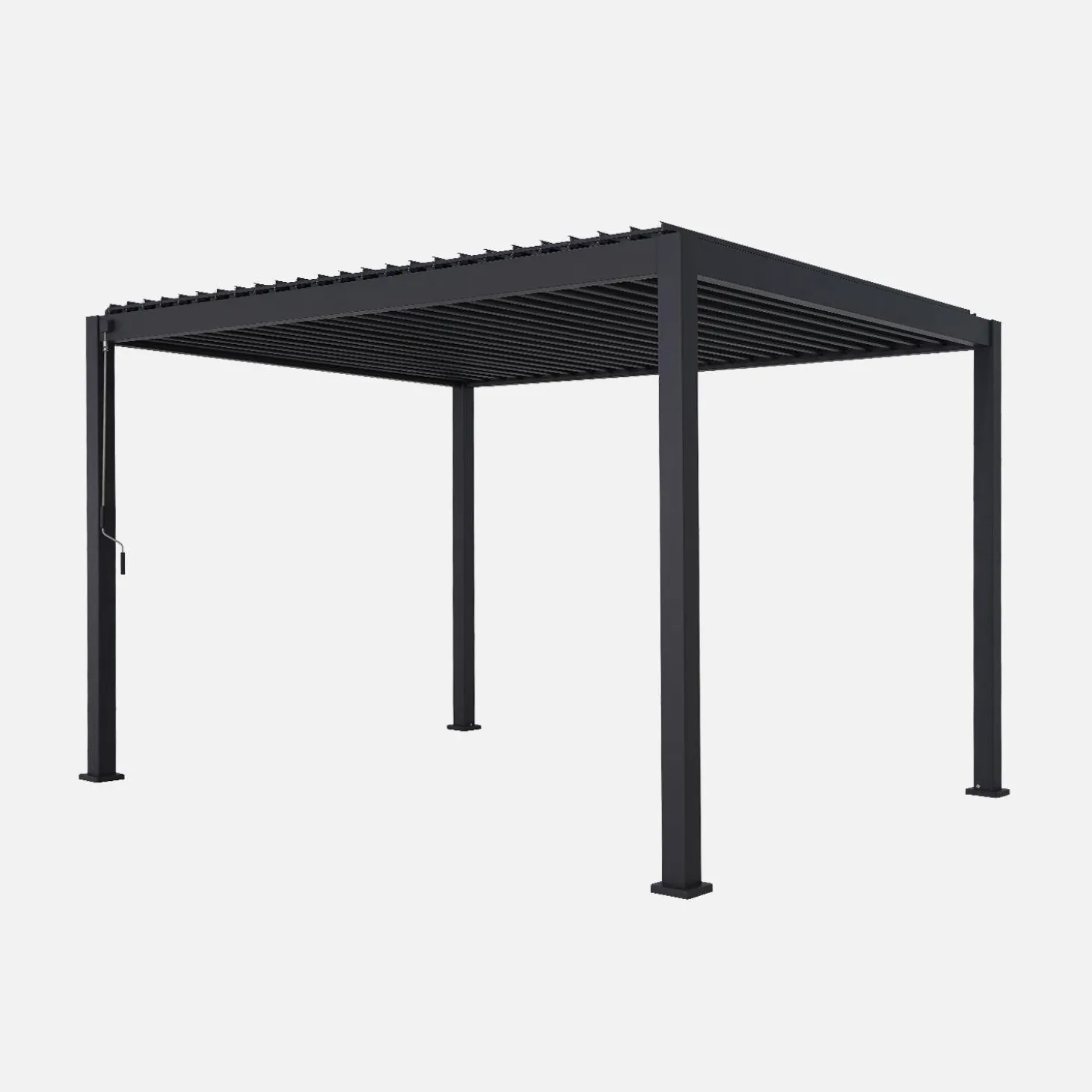Pergola met lamellendak 4x3m met 2 zonneschermen 3m en 1 zonnescherm 4m