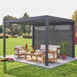 Pergola met lamellendak 4x3m met zonnescherm 4m