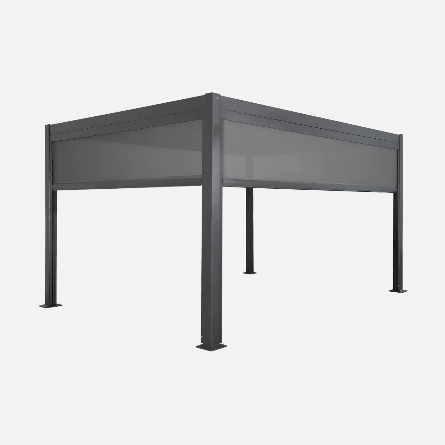 Pergola met lamellendak 4x3m met 1 zonnescherm van 3m en 1 van 4m