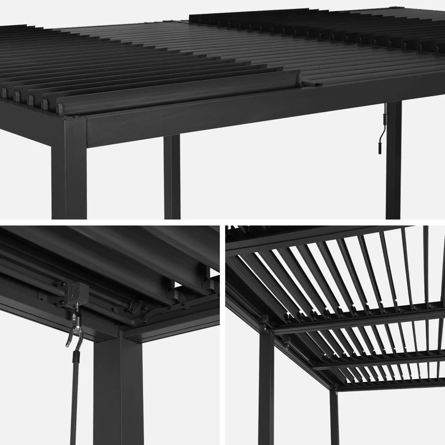 Pergola met lamellendak 6x3m met 2 zonneschermen 3m