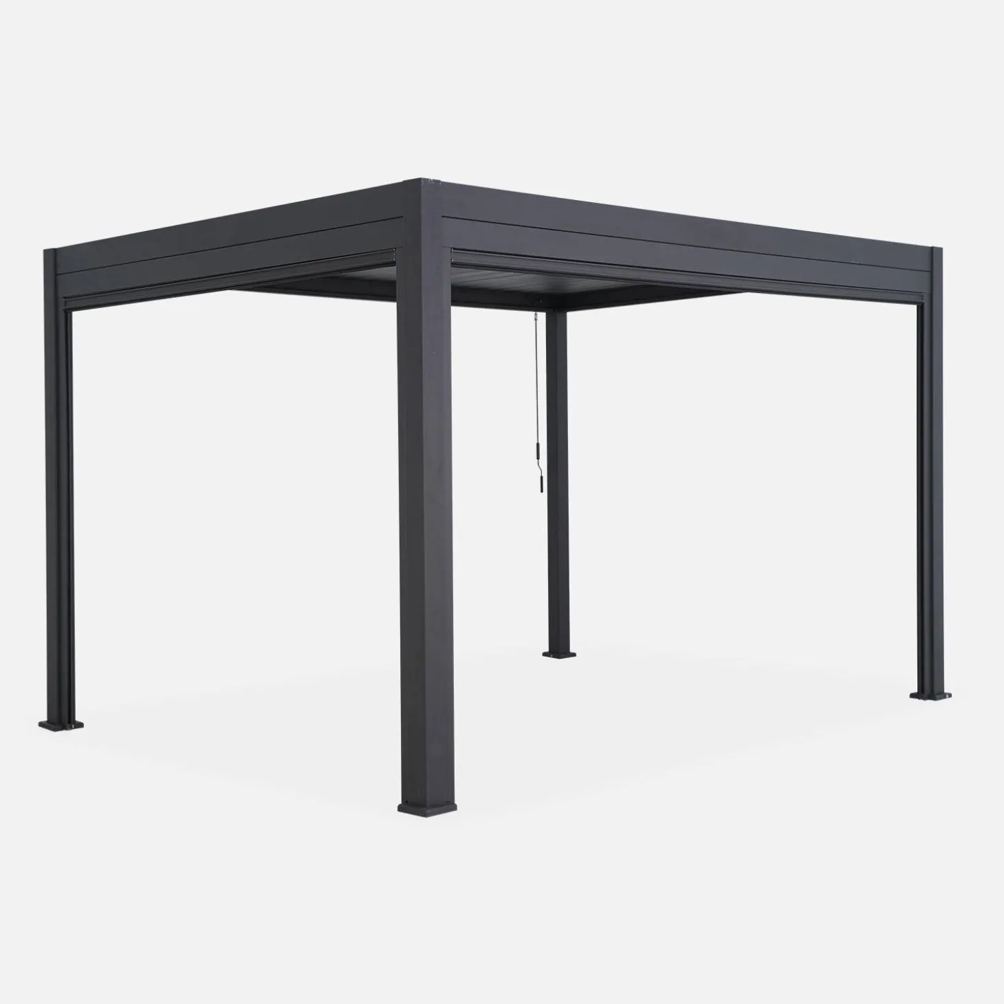 Pergola met lamellendak 4x3m met 1 zonnescherm 3m en 1 zonnescherm 4m