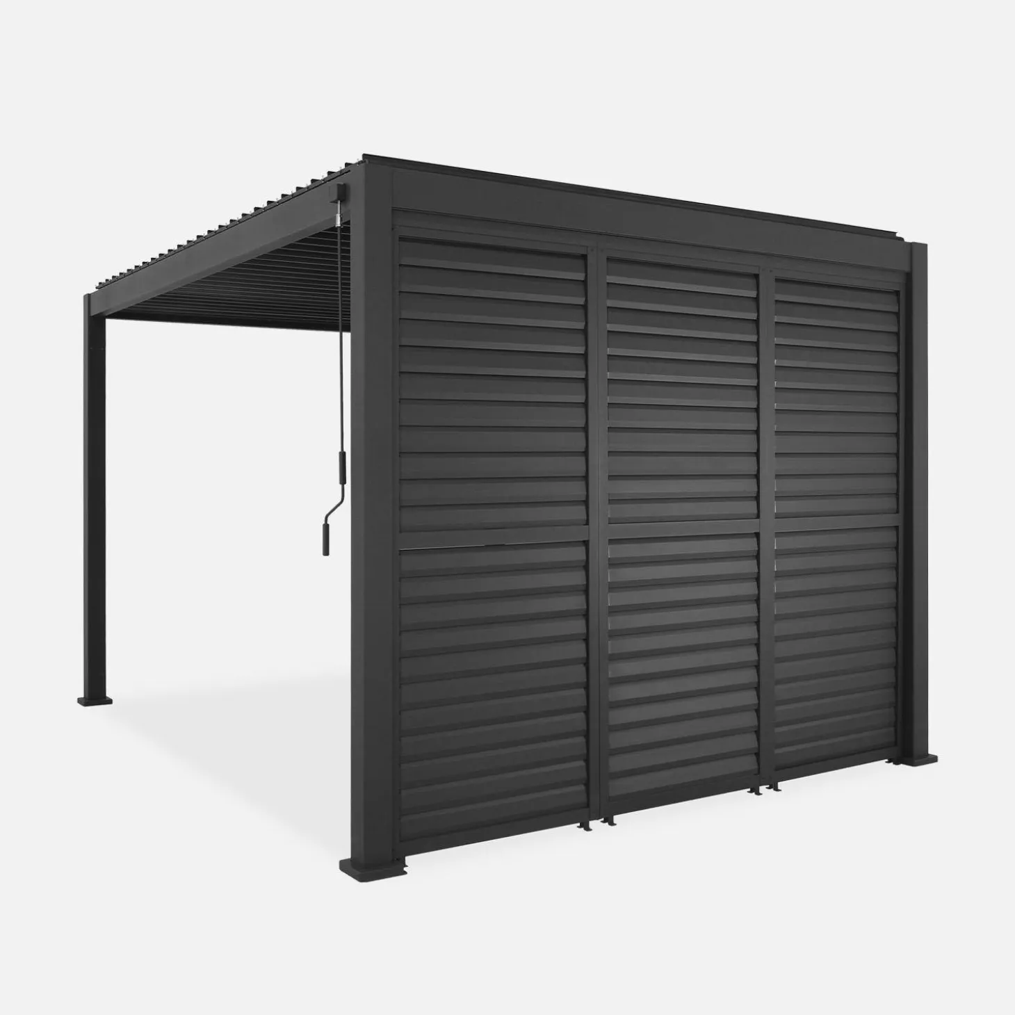 Pergola met lamellendak 4x3m met 3 lamellenwanden 100cm