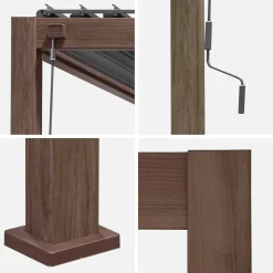 Pergola met lamellendak 4x3m met 1 zonnescherm 3m en 1 zonnescherm 4m