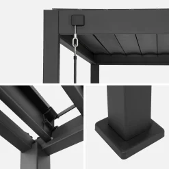 Pergola met lamellendak 4x3m met lamellenwand 100cm en 130cm
