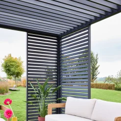 Pergola met lamellendak 4x3m met lamellenwand 100cm en 130cm