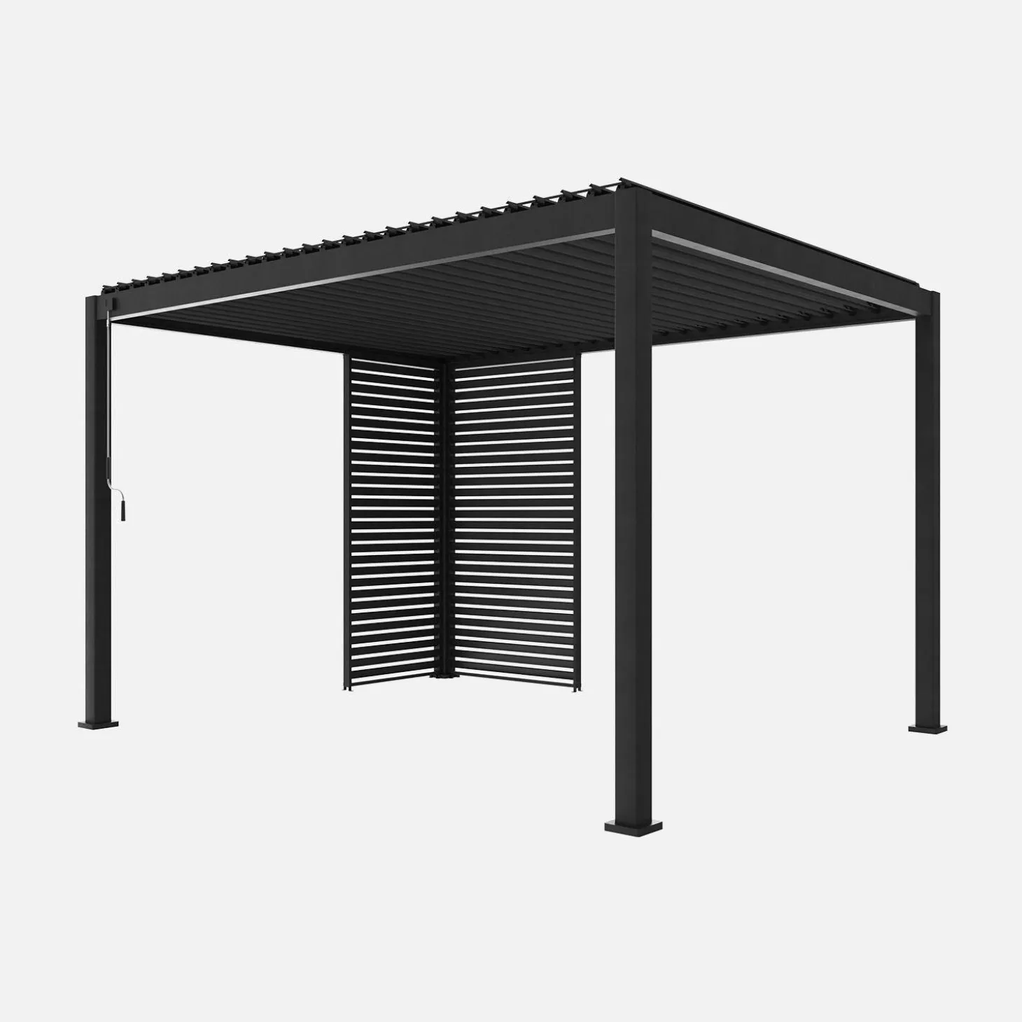 Pergola met lamellendak 4x3m met lamellenwand 100cm en 130cm
