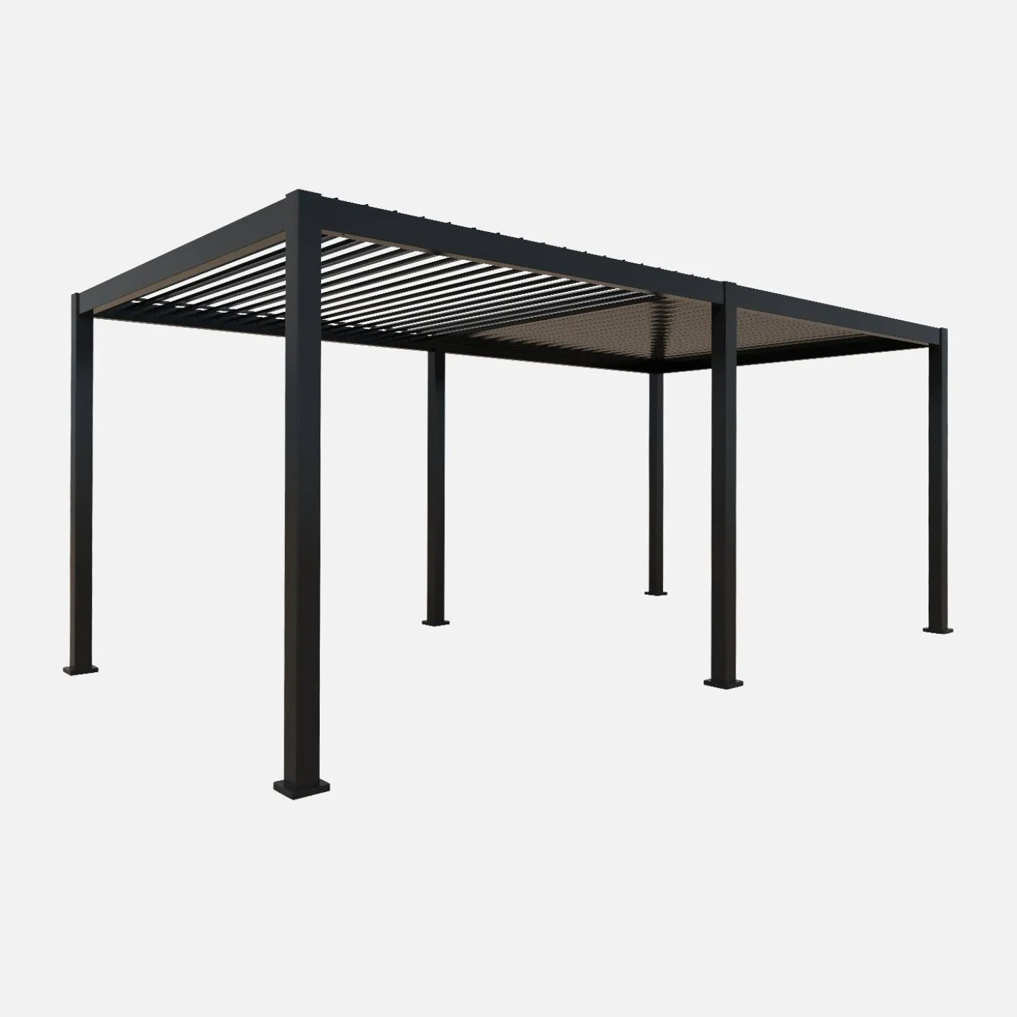 Pergola met lamellendak 6x3m met 4 zonneschermen 3m