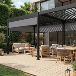Pergola met lamellendak 6x3m met 4 zonneschermen 3m