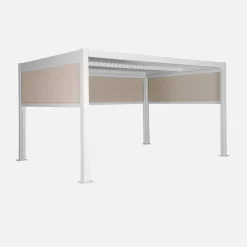 Pergola met lamellendak 4x3m met 2 zonneschermen van 3m en 1 van 4m