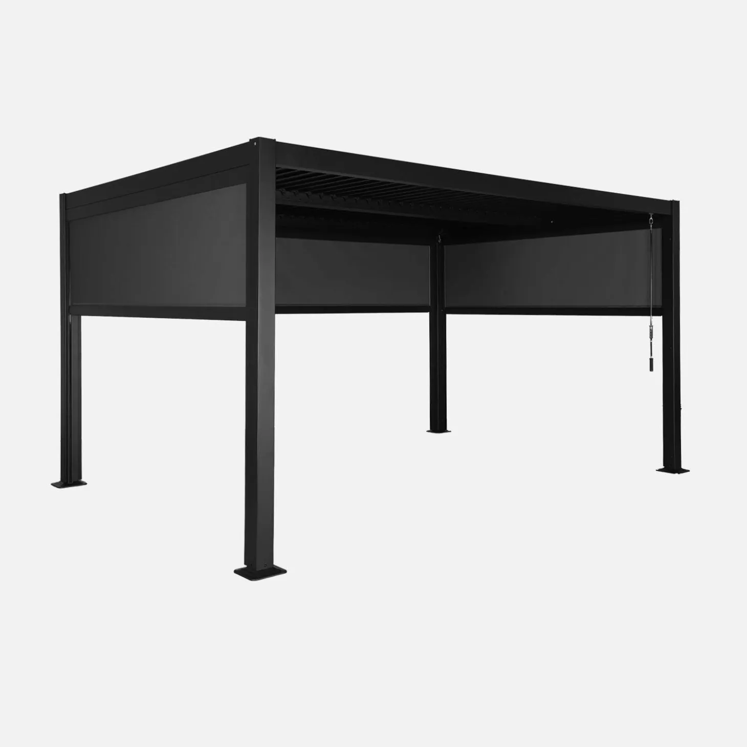 Pergola met lamellendak 4x3m met 2 zonneschermen van 3m en 1 van 4m