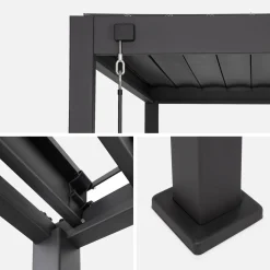 Pergola met lamellendak 3x3m met zonnescherm 3m