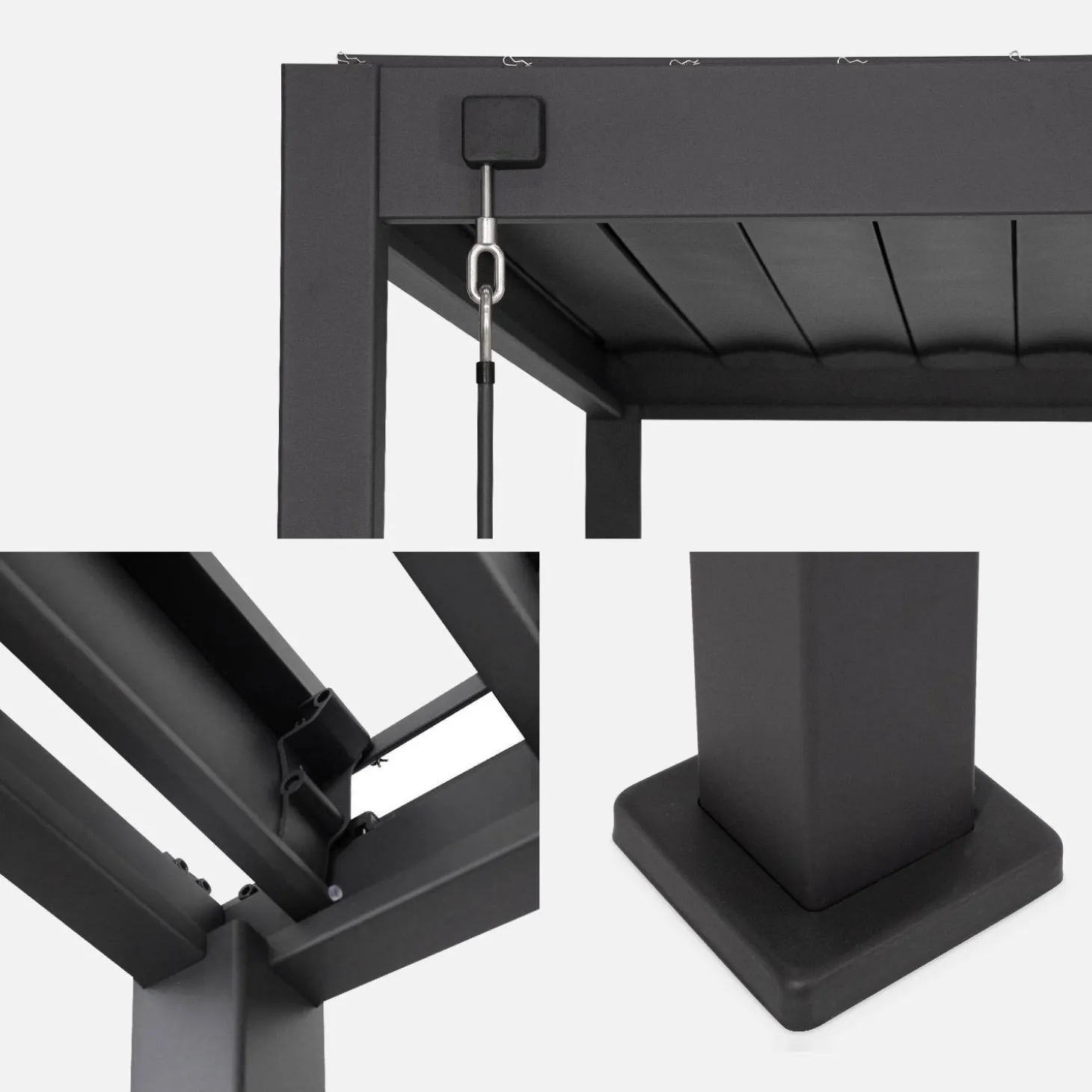 Pergola met lamellendak 3x3m met 2 zonneschermen 3m