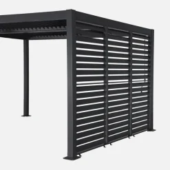 Pergola met lamellendak 4x3m met 3 vaste lamellenwanden 100cm