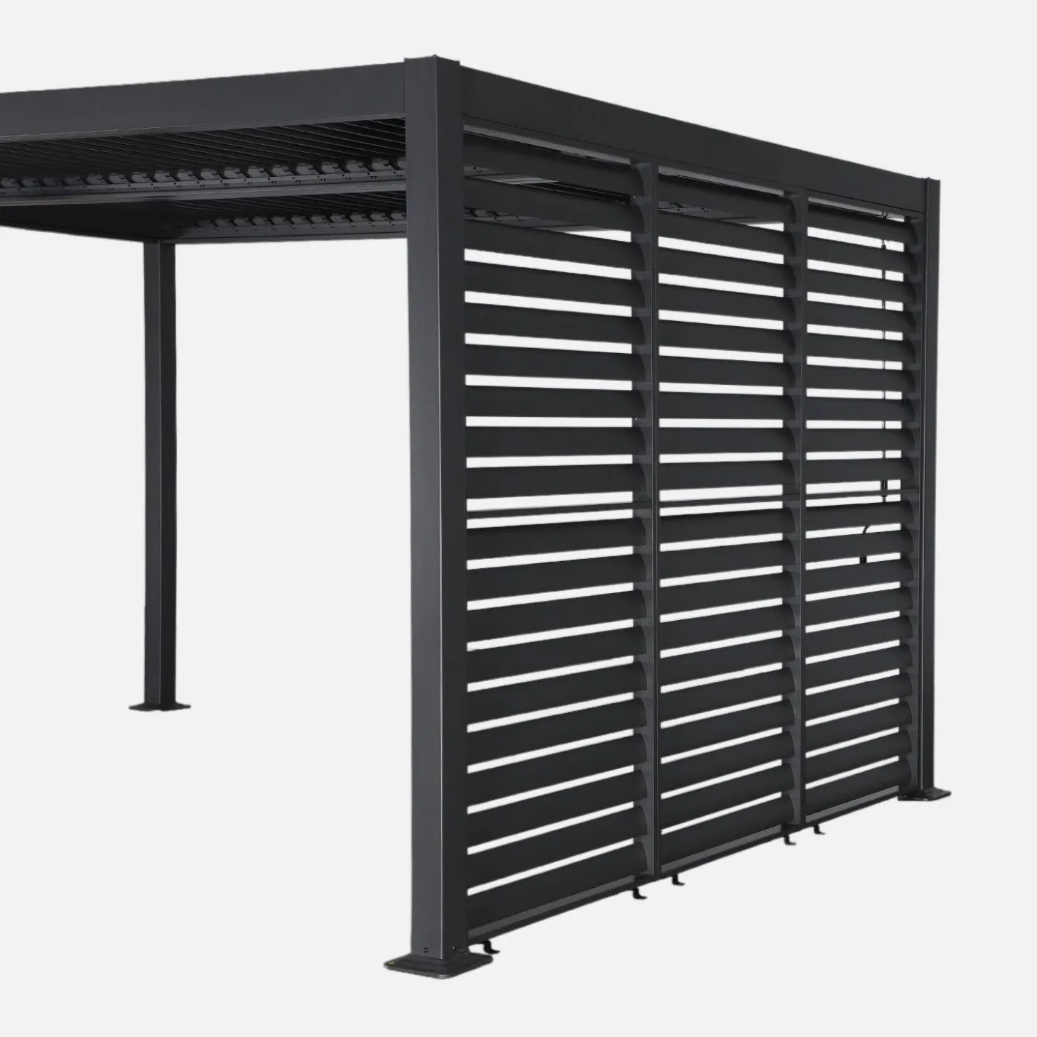 Pergola met lamellendak 4x3m met 3 vaste lamellenwanden 100cm