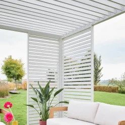 Pergola met lamellendak 4x3m met lamellenwand 100cm en 130cm