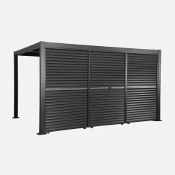 Pergola met lamellendak 4x3m met 3 verstelbare lamellenwanden 130cm