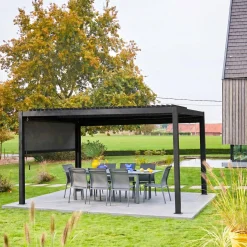 Pergola met lamellendak 4x3m met zonnescherm 3m