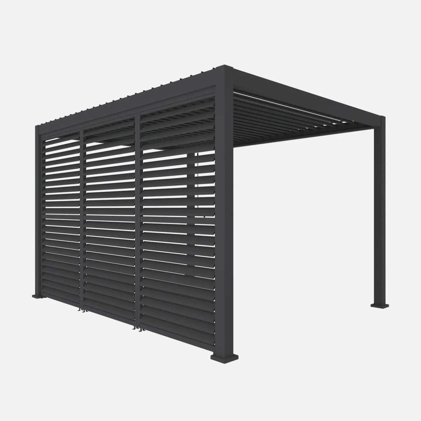 Pergola met lamellendak 4x3m met 3 lamellenwanden 130cm