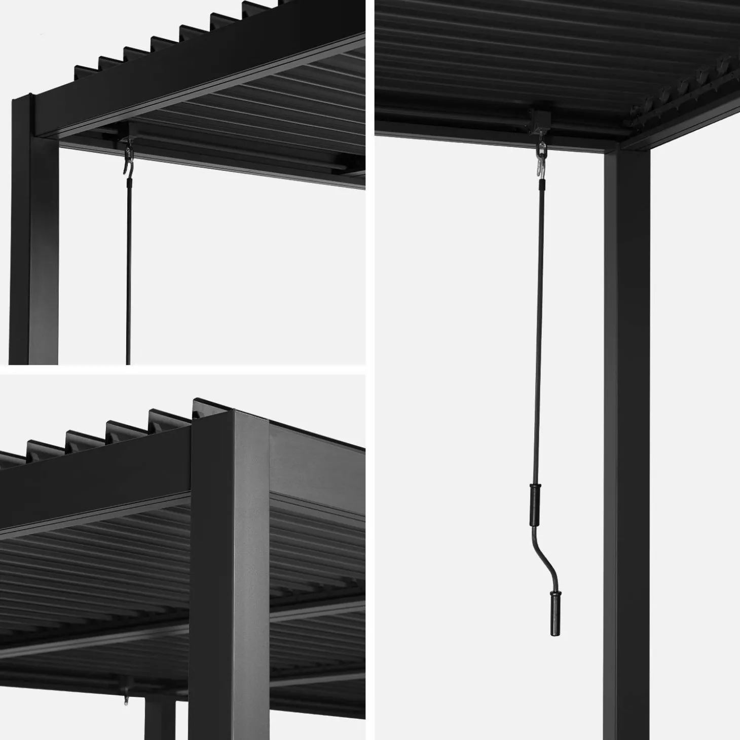 Pergola met lamellendak 6x3m met 4 zonneschermen 3m