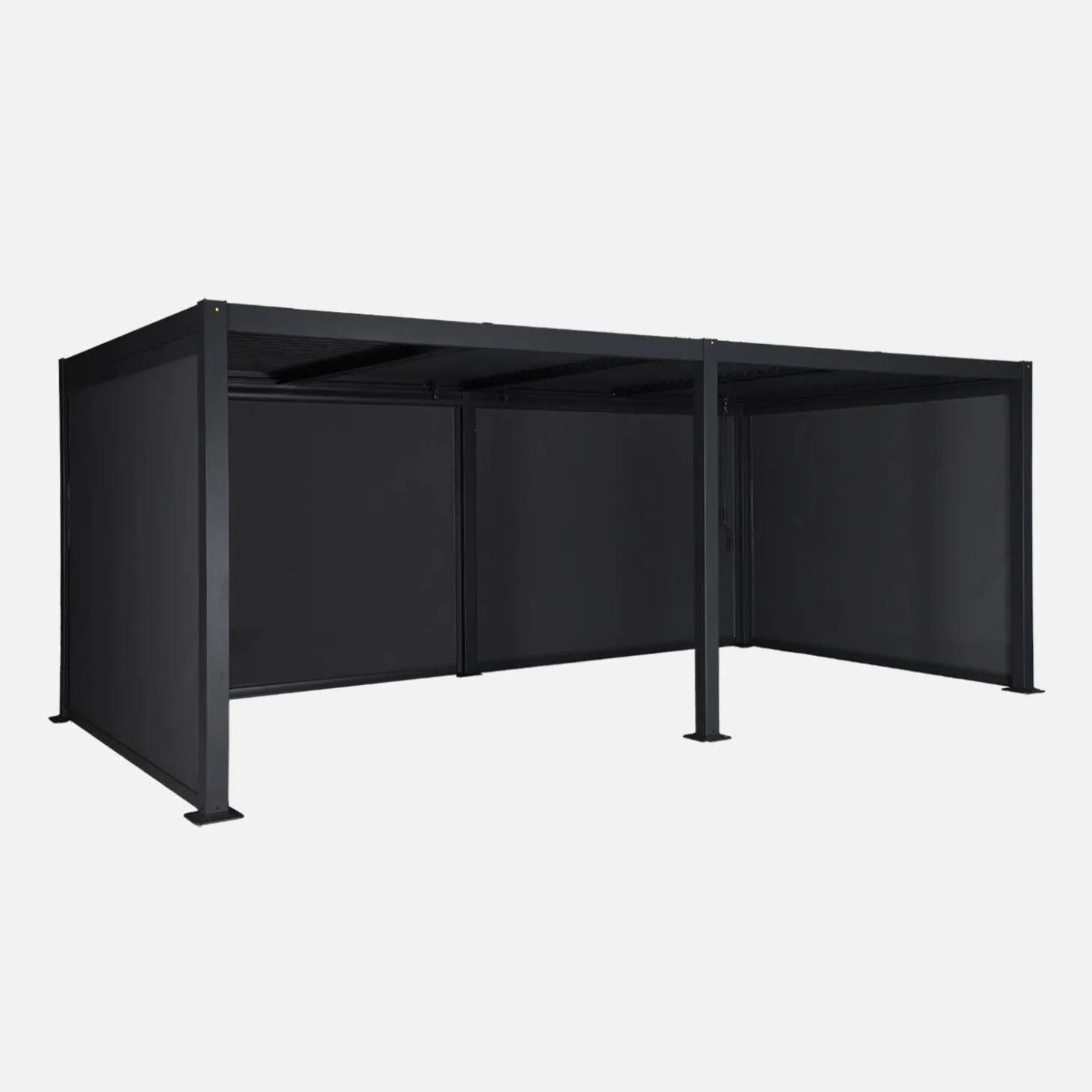 Pergola met lamellendak 6x3m met 4 zonneschermen 3m
