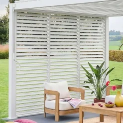 Pergola met lamellendak 4x3m met 3 vaste lamellenwanden 100cm