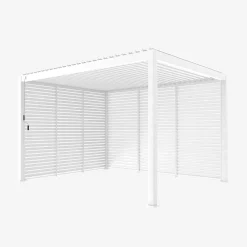 Pergola met lamellendak 4x3m met 3 vaste lamellenwanden 100cm