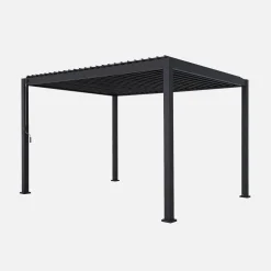 Pergola met lamellendak 4x3m met 3 verticale lamellenwanden 130 cm