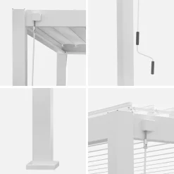 Pergola met lamellendak 4x3m met 3 vaste lamellenwanden 130cm