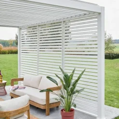 Pergola met lamellendak 4x3m met 3 vaste lamellenwanden 130cm