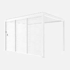 Pergola met lamellendak 4x3m met 3 vaste lamellenwanden 130cm