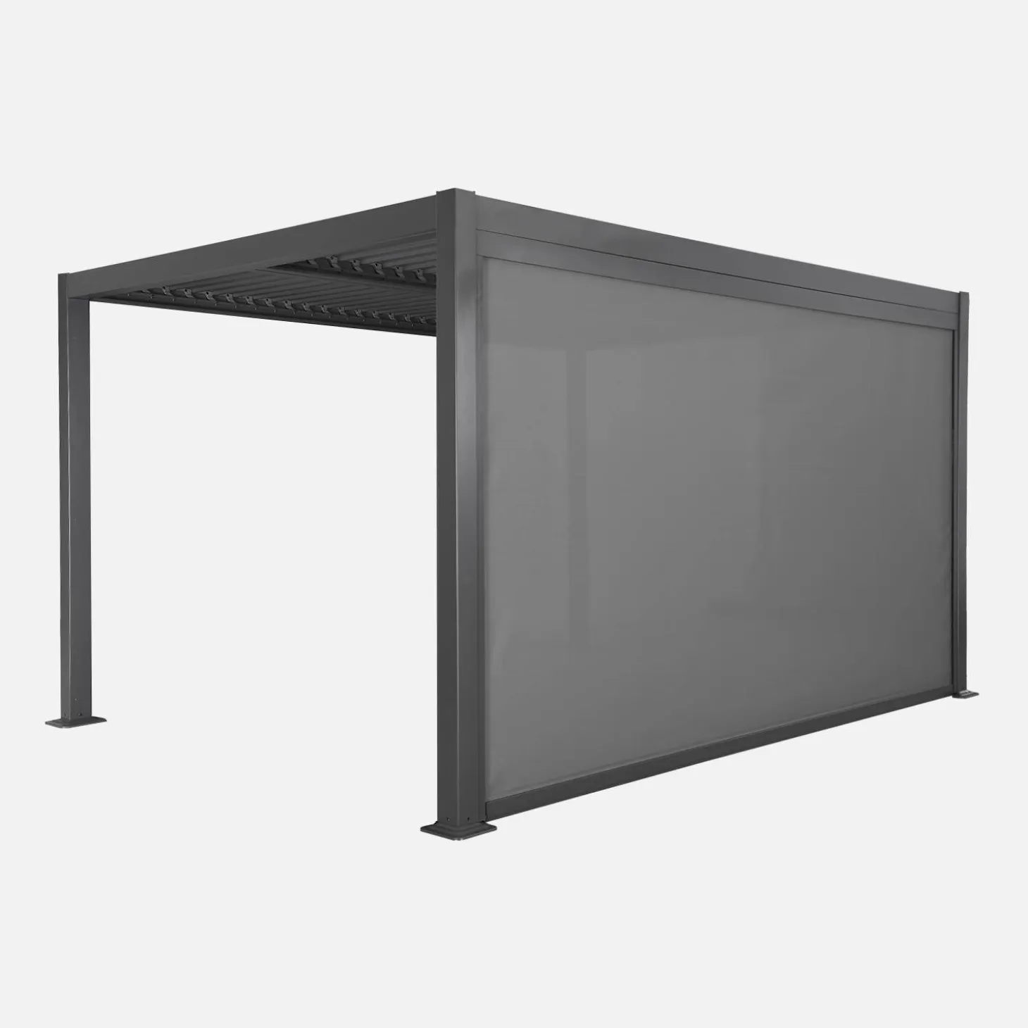 Pergola met lamellendak 4x3m met zonnescherm 4m
